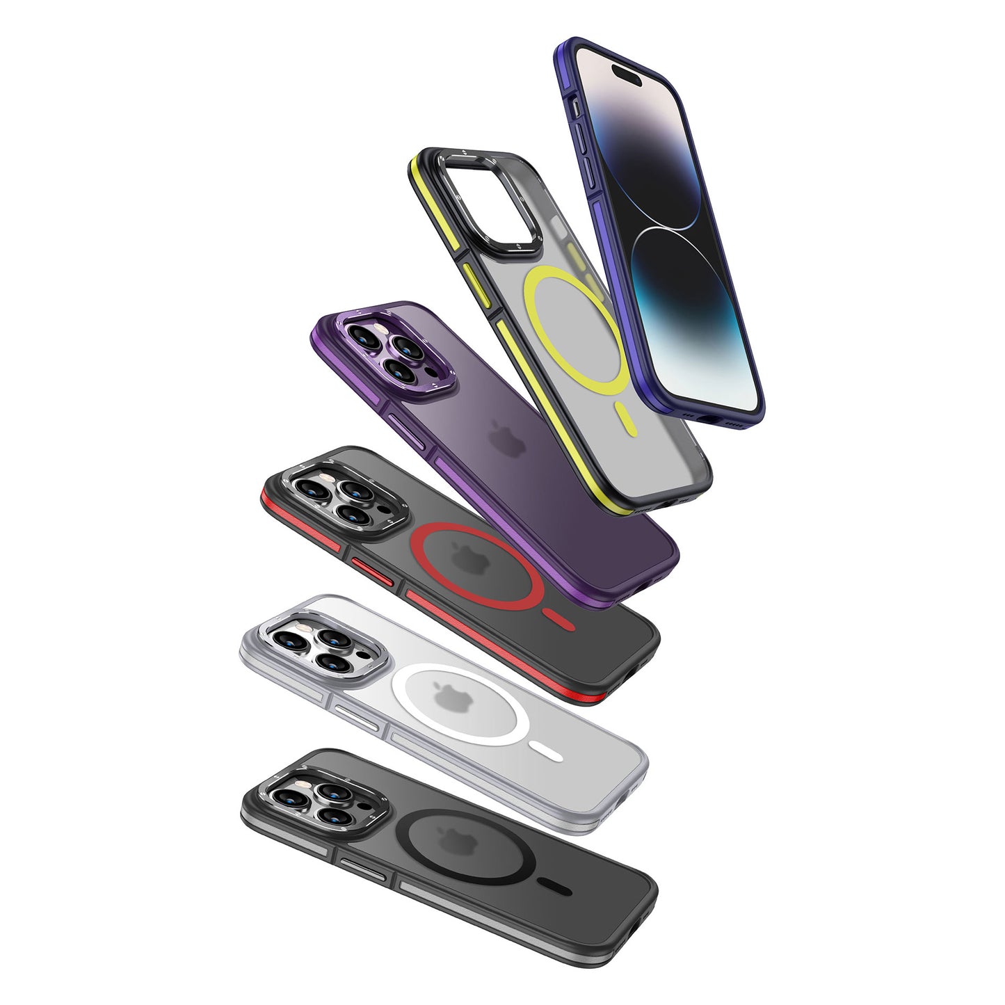 Apple iPhone 14 Pro Kılıf M-safe Şarj Özellikli Mat Görünümlü Wlons Vevo Kapak Derin Mor