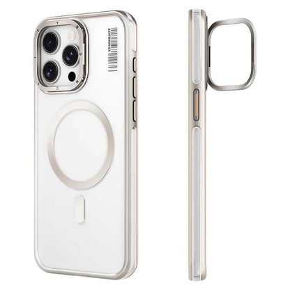 Apple iPhone 14 Pro Kılıf M-safe Şarj Özellikli Sararma Önleyici Youngkit Crystal Grid Kapak Gold