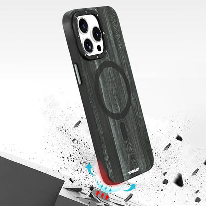 Apple iPhone 14 Pro Kılıf M-safe Şarj Özellikli Sararmaya Dayanıklı Youngkit Wood Forest Serisi Kapak Kahverengi