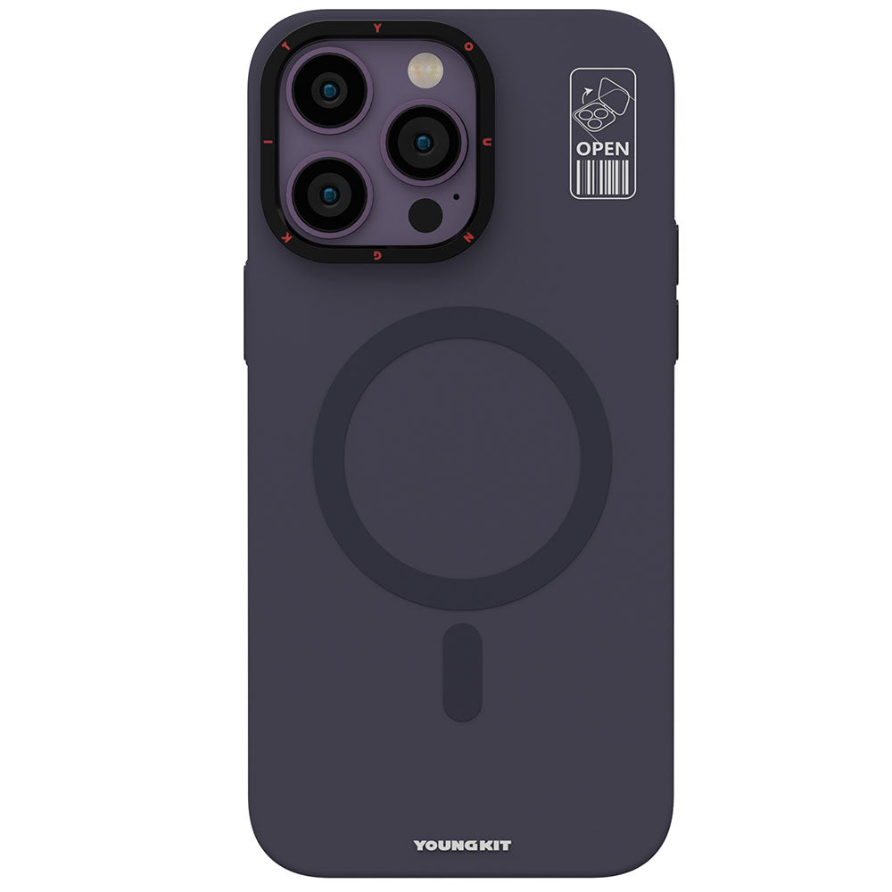 Apple iPhone 14 Pro Kılıf M-safe Şarj Özellikli Standlı YoungKit Hermit Bracket Serisi Kapak Derin Mor