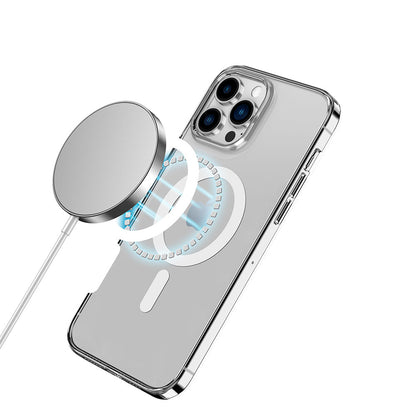 Apple iPhone 14 Pro Kılıf M-safe Şarj Özellikli Transparan Sert PC Wlons Pita Kapak Derin Mor