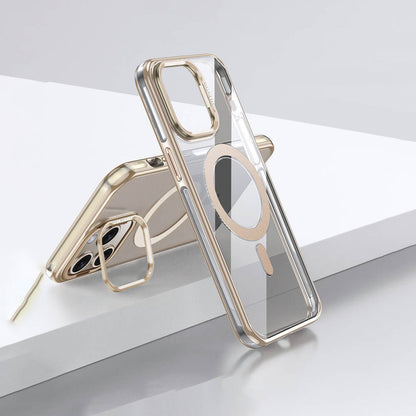 Apple iPhone 14 Pro Kılıf M-safe Şarj Özellikli Wlons Standlı Efsane Kapak Gold