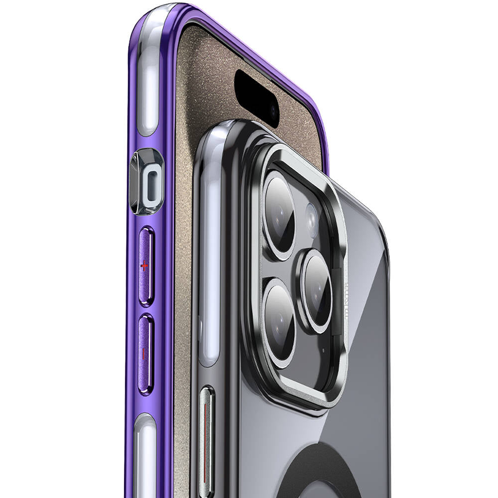 Apple iPhone 14 Pro Kılıf M-safe Şarj Özellikli Wlons Standlı Efsane Kapak Mor