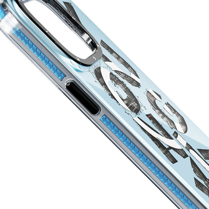 Apple iPhone 14 Pro Kılıf M-safe Şarj Özellikli Yazı Temalı YoungKit Mechanic Serisi Kapak Mavi