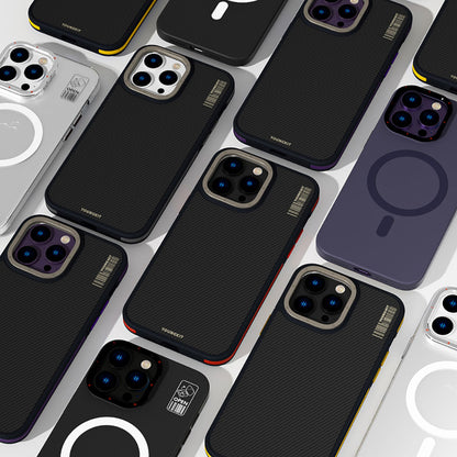 Apple iPhone 14 Pro Kılıf M-safe Şarj Özellikli YoungKit 600D Kevlar Kapak Sarı