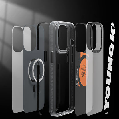 Apple iPhone 14 Pro Kılıf M-safe Şarj Özellikli Youngkit Binfen Serisi Yazı Temalı Kapak Yeşil