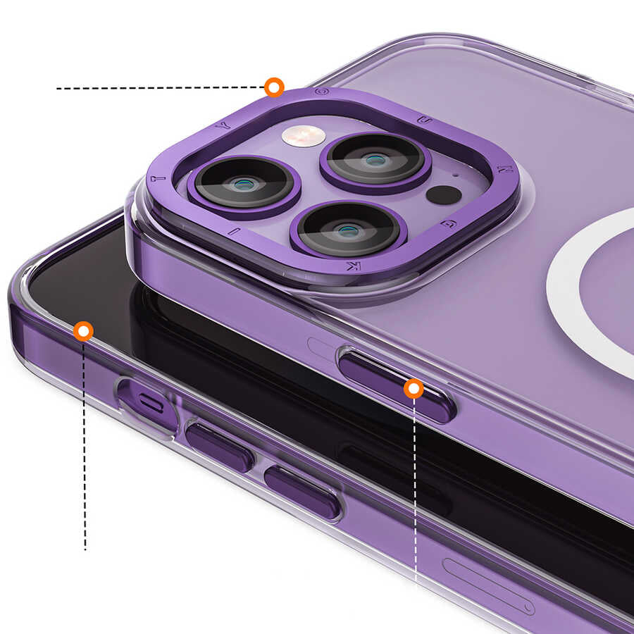 Apple iPhone 14 Pro Kılıf M-safe Şarj Özellikli Youngkit Coloured Glaze Serisi Kapak Mavi