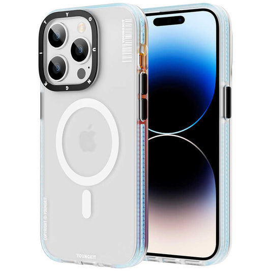 Apple iPhone 14 Pro Kılıf M-safe Şarj Özellikli Youngkit Jane Sand Serisi Kapak Mavi