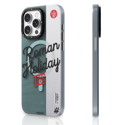 Apple iPhone 14 Pro Kılıf M-safe Şarj Özellikli Youngkit Motorcycle Legend Serisi Kapak Yeşil