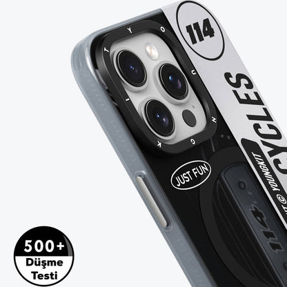 Apple iPhone 14 Pro Kılıf M-safe Şarj Özellikli Youngkit Motorcycle Legend Serisi Kapak Yeşil