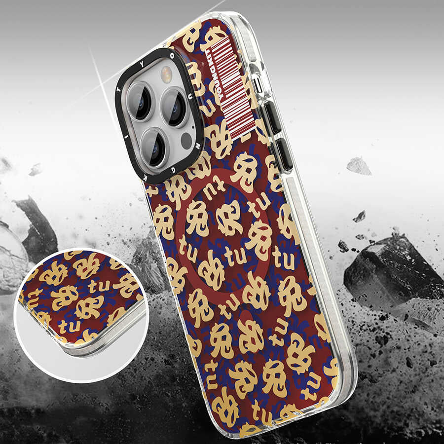 Apple iPhone 14 Pro Kılıf M-safe Şarj Özellikli Youngkit Play Rabbit Serisi Kapak Kırmızı