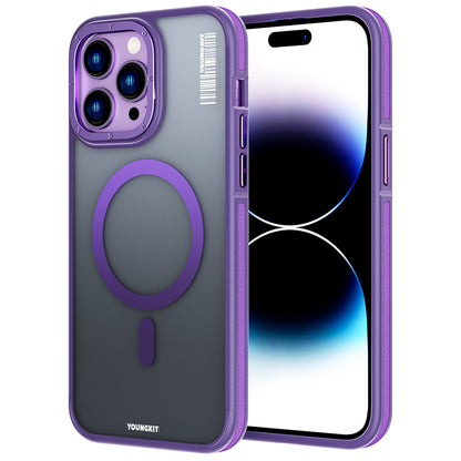 Apple iPhone 14 Pro Kılıf M-safe Şarj Özellikli Youngkit Rock Sand Serisi Kapak Gri