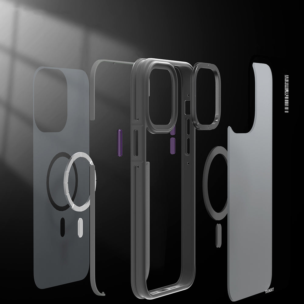 Apple iPhone 14 Pro Kılıf M-safe Şarj Özellikli Youngkit Rock Sand Serisi Kapak Siyah