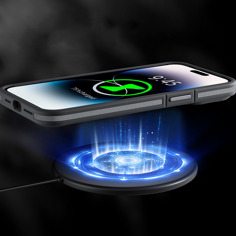 Apple iPhone 14 Pro Kılıf M-safe Şarj Özellikli Youngkit Rock Sand Serisi Kapak Siyah