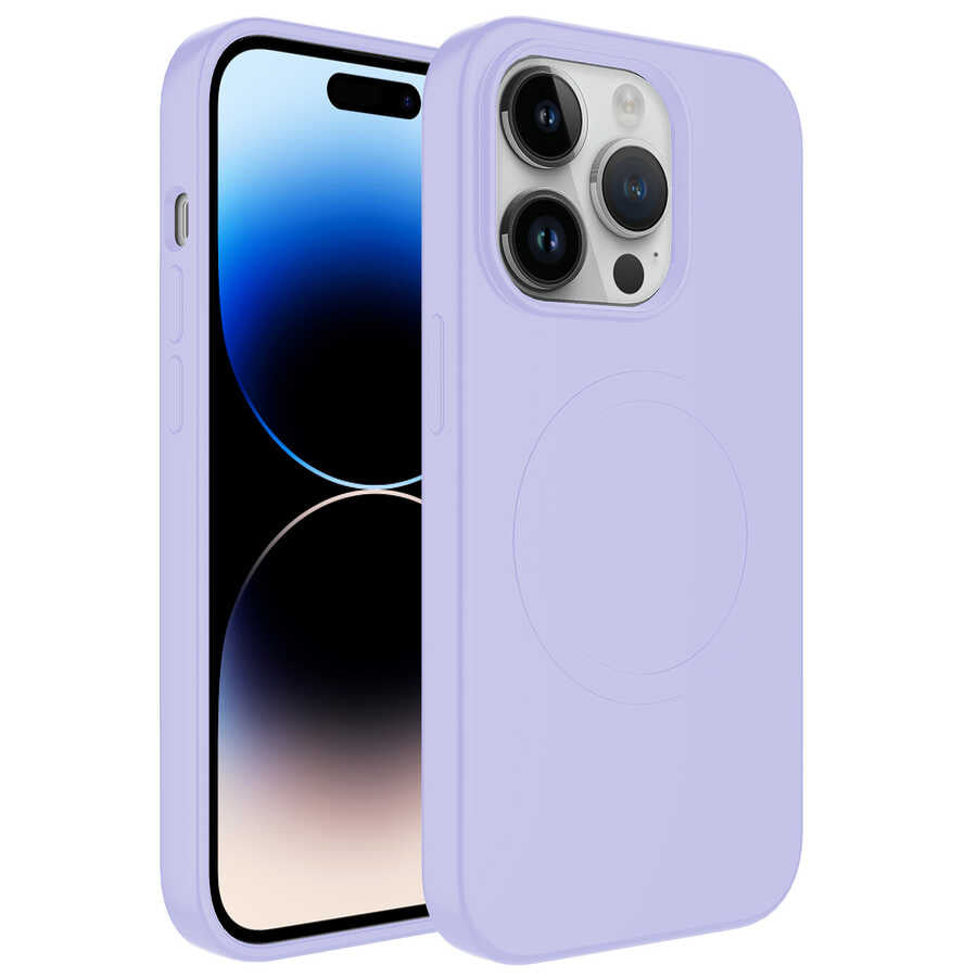 Apple iPhone 14 Pro Kılıf M-safe Wireless Şarj Özellikli Pastel Renk Silikon Zore Plas Kapak