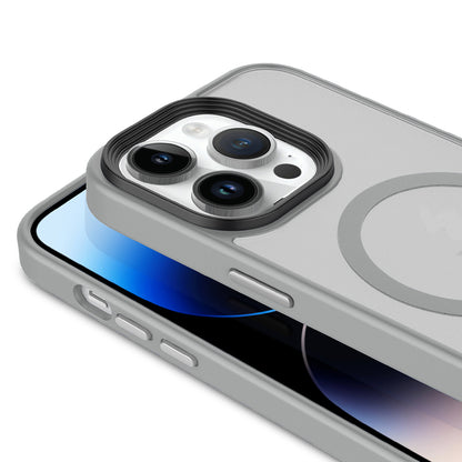 Apple iPhone 14 Pro Kılıf Mat Arka Yüzey Wireless Şarj Özellikli Zore Flet M-safe Kapak Derin Mor