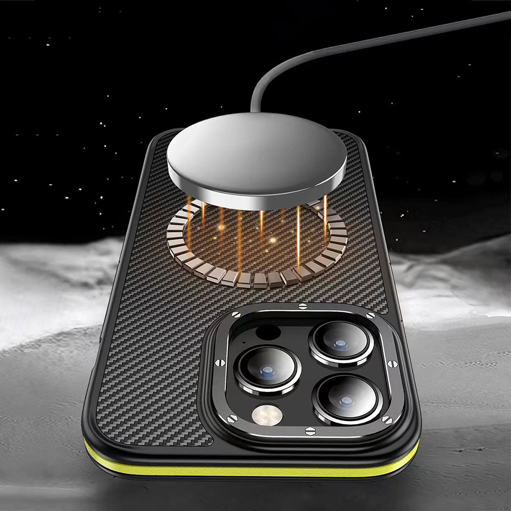 Apple iPhone 14 Pro Kılıf Mat Transparan Karbon Fiber Görünümlü Wlons Marin Kapak Derin Mor