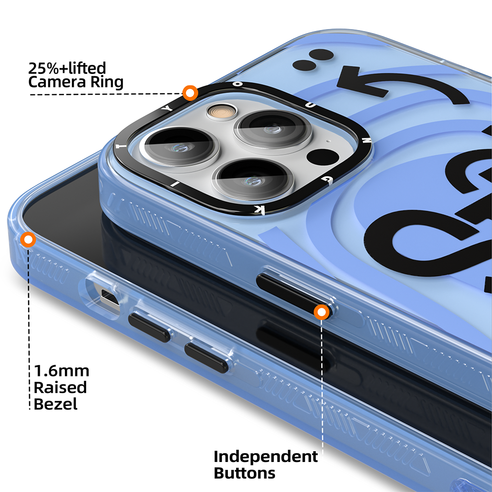 Apple iPhone 14 Pro Kılıf Mutlu Mod Figürlü YoungKit Happy Mood Serisi Kapak Mavi