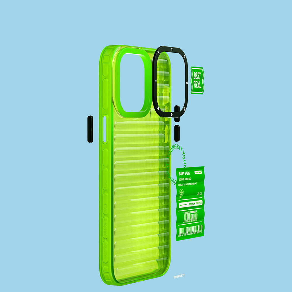 Apple iPhone 14 Pro Kılıf Şeffaf Renkli Tasarım YoungKit Fluorite Serisi Kapak Yeşil