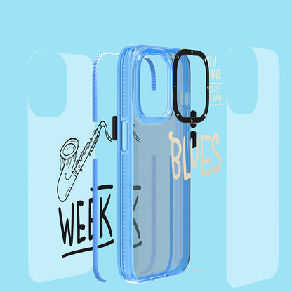 Apple iPhone 14 Pro Kılıf Şeffaf Renkli Yazı Temalı Tasarım YoungKit Jazz Serisi Kapak Pembe