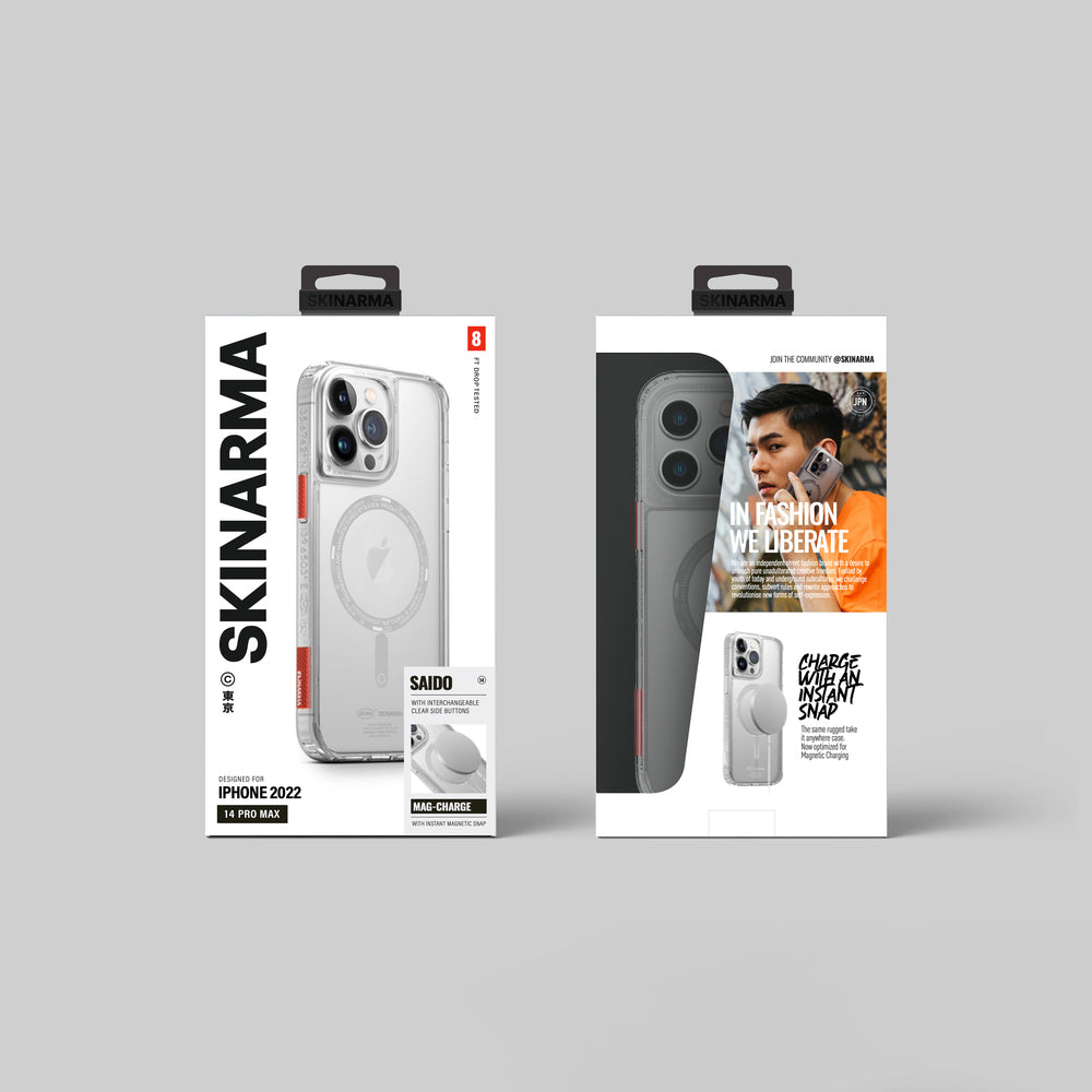 Apple iPhone 14 Pro Kılıf SkinArma Şeffaf Airbag Tasarımlı M-safe Şarj Özellikli Saido Kapak Mor