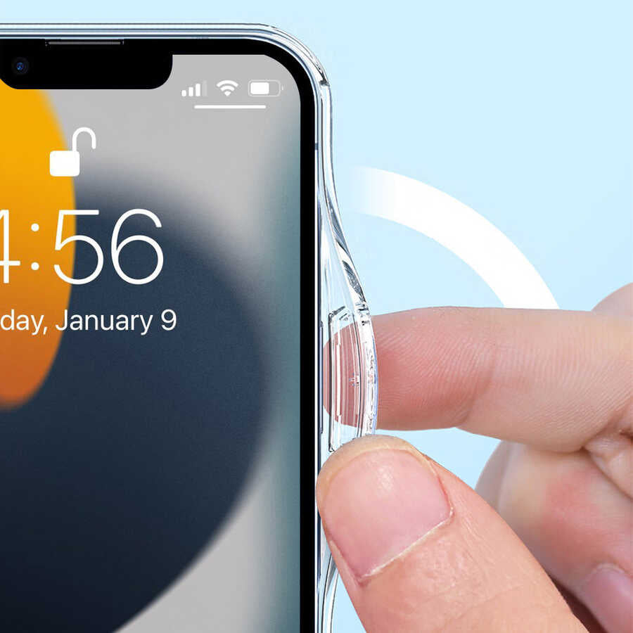 Apple iPhone 14 Pro Kılıf Standlı M-safe Wireless Şarj Özellikli Wiwu Aurora Serisi Kapak Renksiz