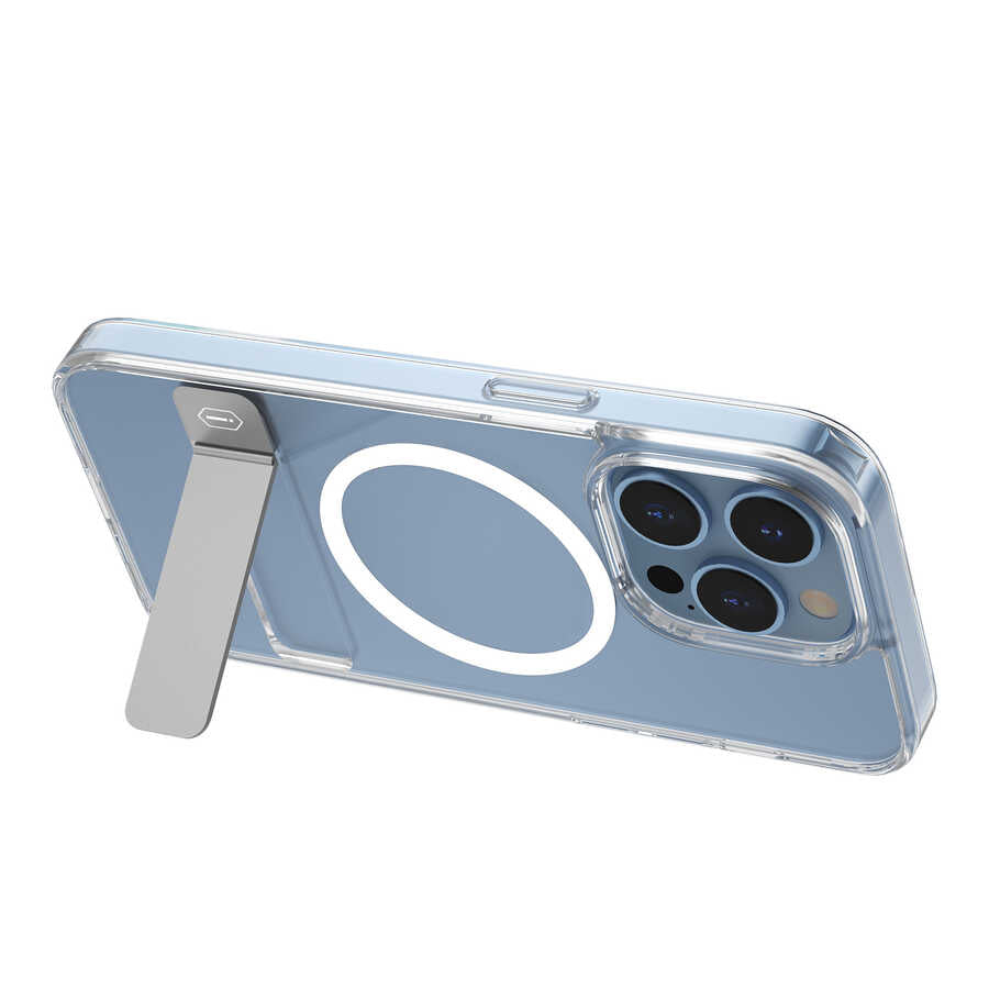 Apple iPhone 14 Pro Kılıf Standlı M-safe Wireless Şarj Özellikli Wiwu Aurora Serisi Kapak Renksiz