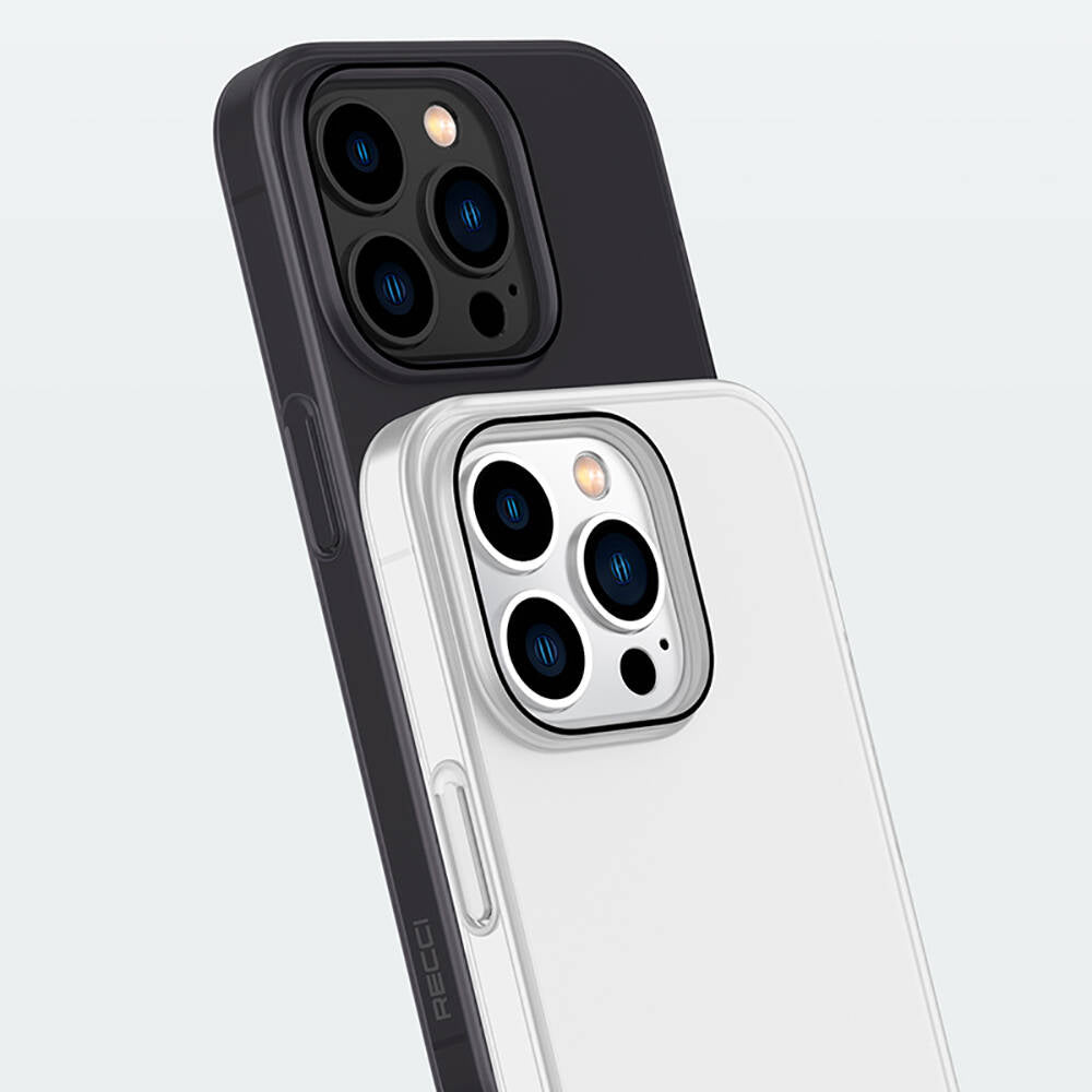 Apple iPhone 14 Pro Kılıf Ultra İnce Mat PC Arka Yüzey Recci Elite Serisi Kapak Beyaz