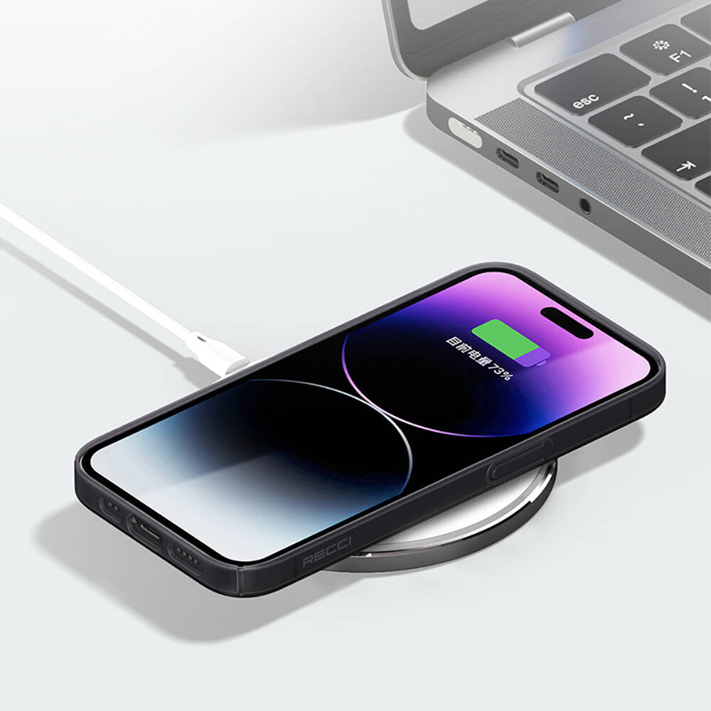 Apple iPhone 14 Pro Kılıf Ultra İnce Mat PC Arka Yüzey Recci Elite Serisi Kapak Gri