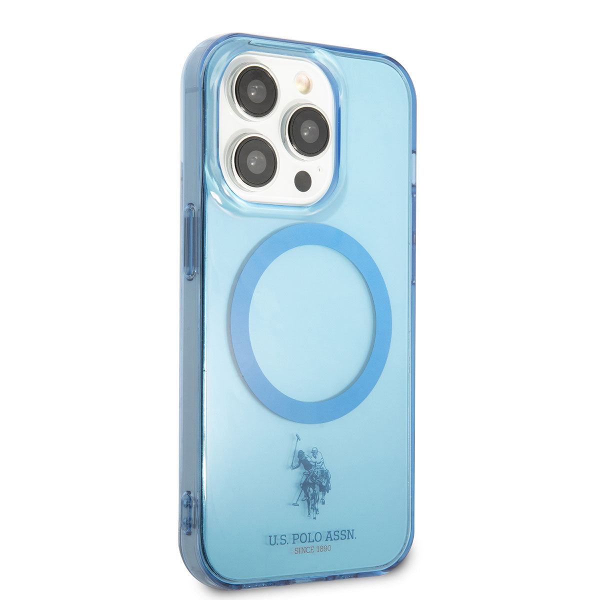 Apple iPhone 14 Pro Kılıf U.S. POLO ASSN. M-safe Şarj Özellikli Transparan Tasarım Kapak Mavi