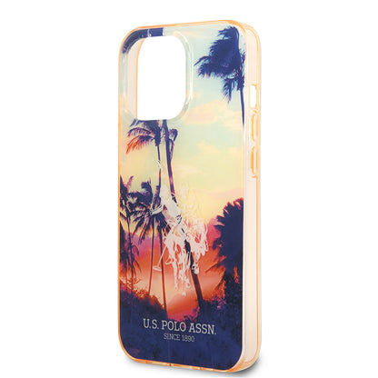 Apple iPhone 14 Pro Kılıf U.S. POLO ASSN. Renkli Ağaç Baskılı Dizayn Kapak Kırmızı
