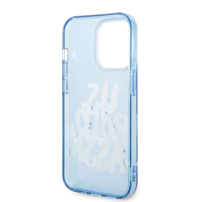 Apple iPhone 14 Pro Kılıf U.S. POLO ASSN. Renkli Grafiti Baskılı Dizayn Kapak Mavi