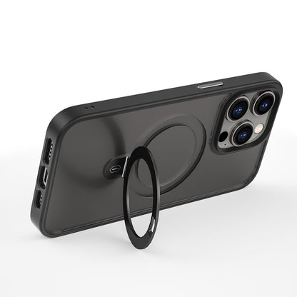 Apple iPhone 14 Pro Kılıf Wiwu ZMM-010 M-safe Şarj Özellikli Parmak İzi Bırakmayan Mat Transparan Standlı Kapak Derin Mor