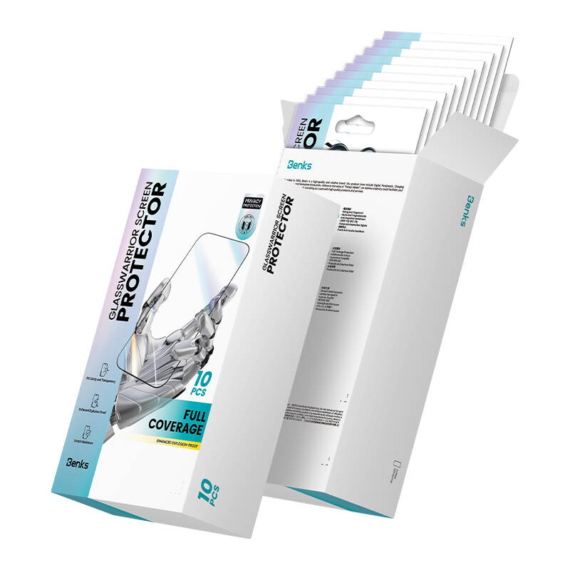 Apple iPhone 14 Pro Max Benks Glass Warrior Privacy HD Cam Ekran Koruyucu 10'lu Paket Siyah