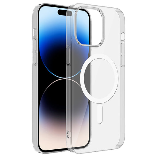 Apple iPhone 14 Pro Max Kamera Korumalı M-Safe Şarj Özellikli Şeffaf Zore London Sert PC Kapak