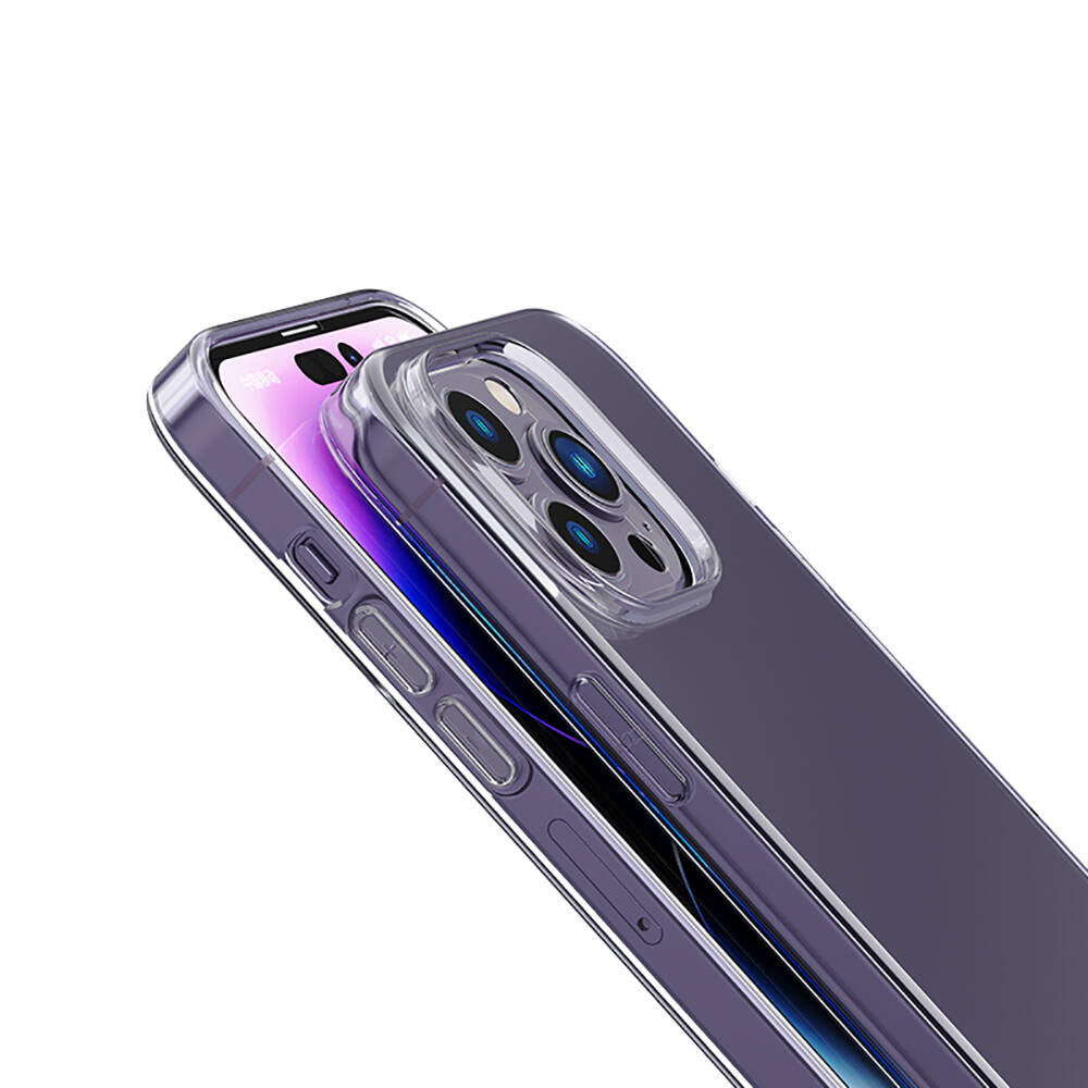 Apple iPhone 14 Pro Max Kılıf Airbagli Şeffaf Darbe Emici Silikon Tasarımlı Recci Clarity Serisi Kapak Şeffaf