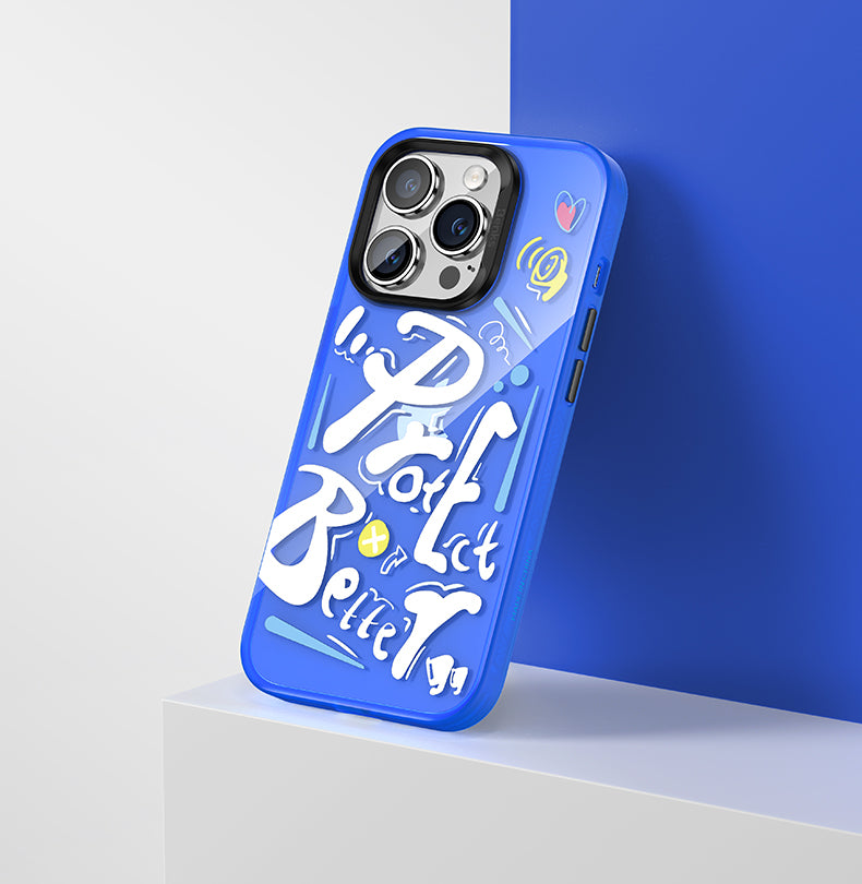 Apple iPhone 14 Pro Max Kılıf Airbagli TPU Yazı Temalı Benks Dynamic New Kapak Mavi