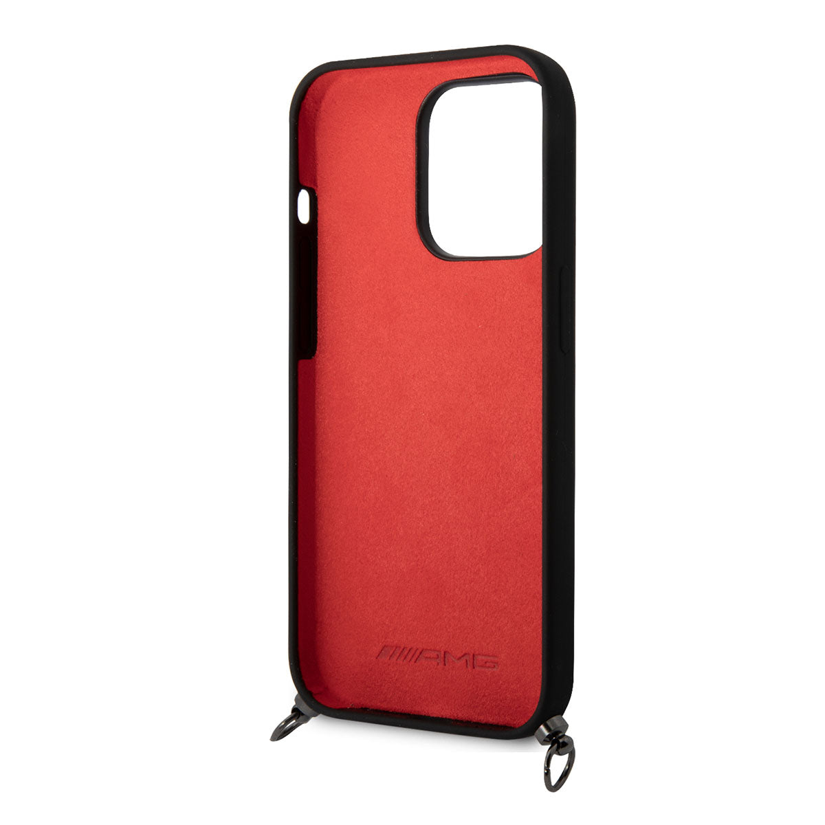 Apple iPhone 14 Pro Max Kılıf AMG Liquid Silikon Strap Telefon Askılı Grafik Dizayn Kapak Siyah