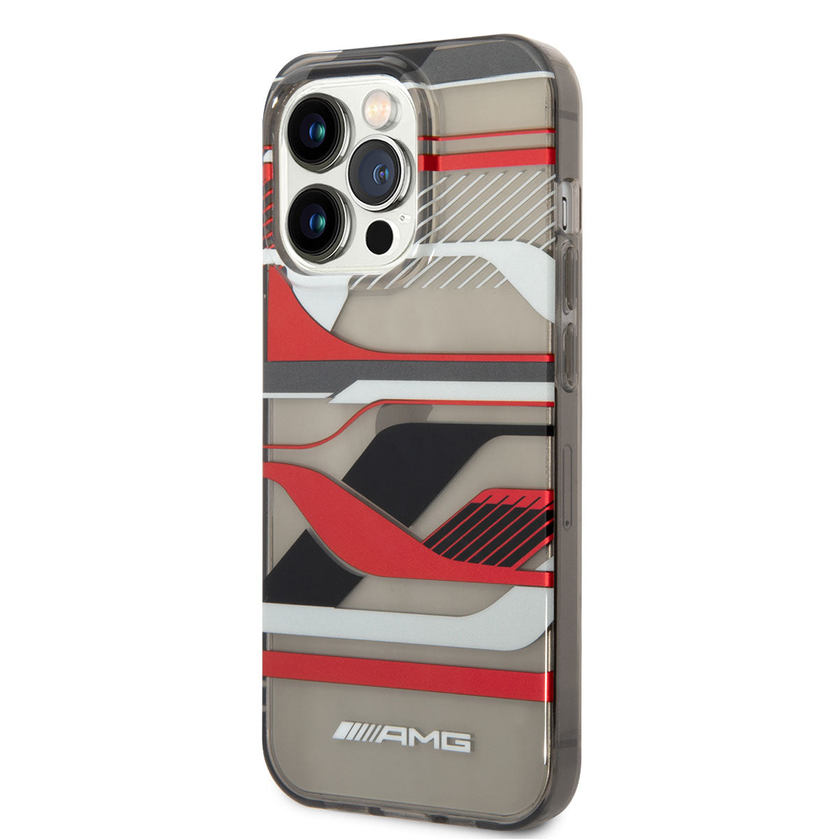 Apple iPhone 14 Pro Max Kılıf AMG Transparan Grafik Dizayn Kapak Siyah-Kırmızı