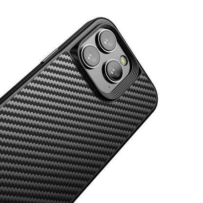 Apple iPhone 14 Pro Max Kılıf Aramid Karbon Fiber M-safe Özellikli Wlons Radison Kapak Siyah
