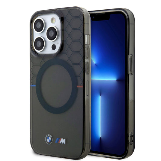 Apple iPhone 14 Pro Max Kılıf BMW M-safe Şarj Özellikli Transparan M Dizayn Kapak Gri