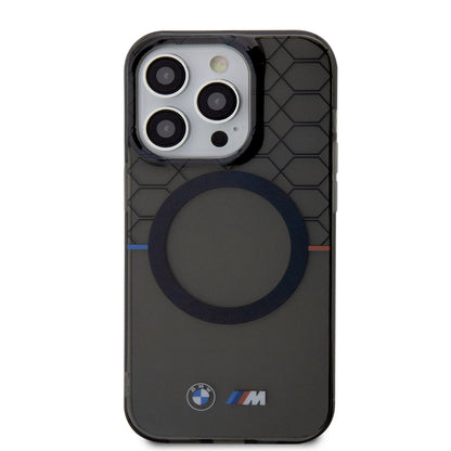 Apple iPhone 14 Pro Max Kılıf BMW M-safe Şarj Özellikli Transparan M Dizayn Kapak Gri