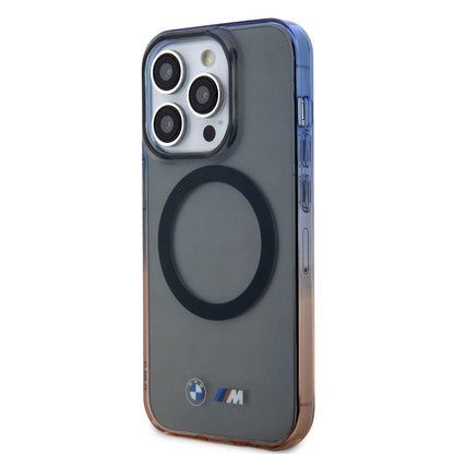 Apple iPhone 14 Pro Max Kılıf BMW M-safe Şarj Özellikli Transparan Renk Geçişli Dizayn Kapak Gri