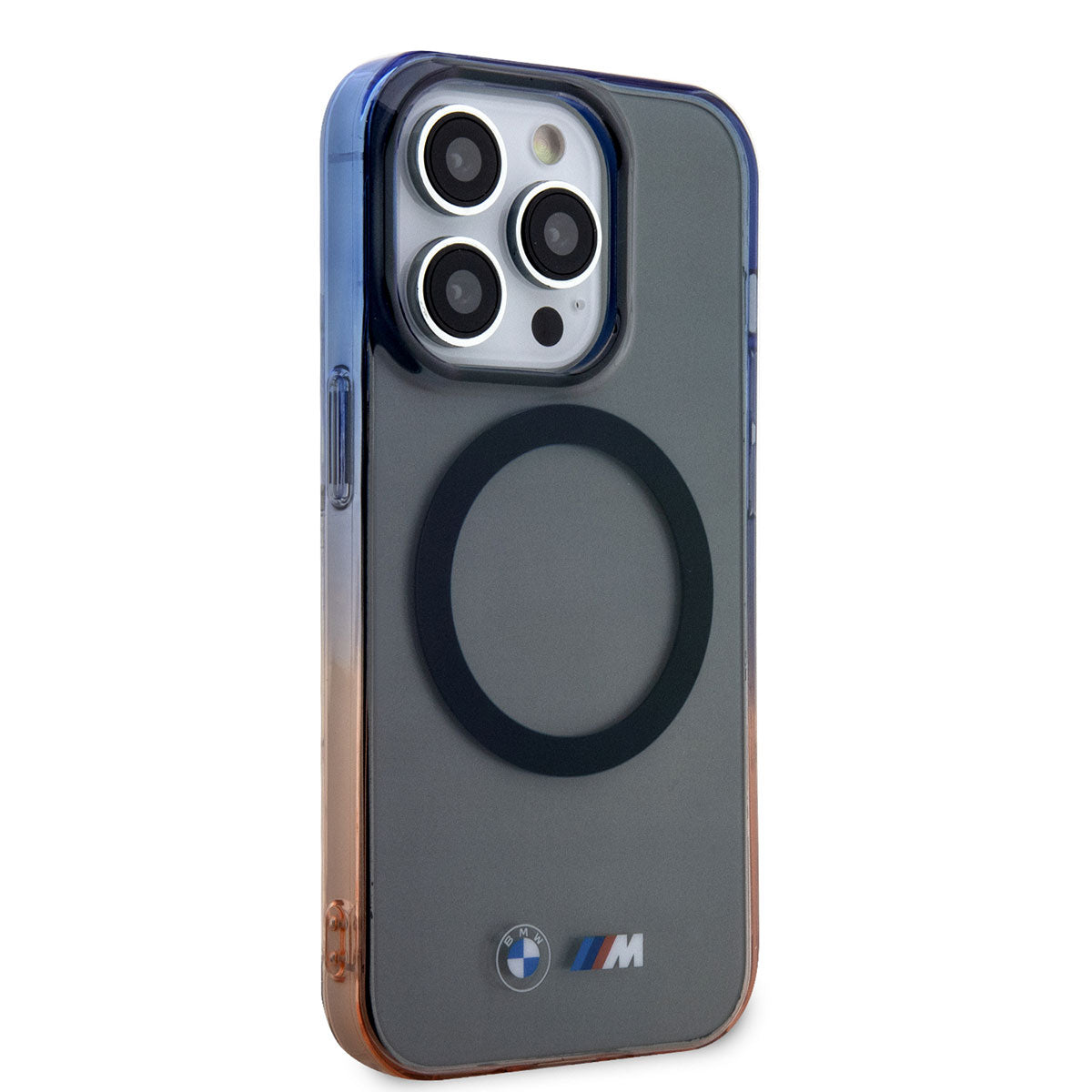 Apple iPhone 14 Pro Max Kılıf BMW M-safe Şarj Özellikli Transparan Renk Geçişli Dizayn Kapak Gri