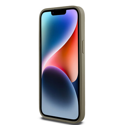 Apple iPhone 14 Pro Max Kılıf DKNY Orjinal Lisanslı M-safe Şarj Özellikli 3D Yazılı Grid Pattern Kapak Gri