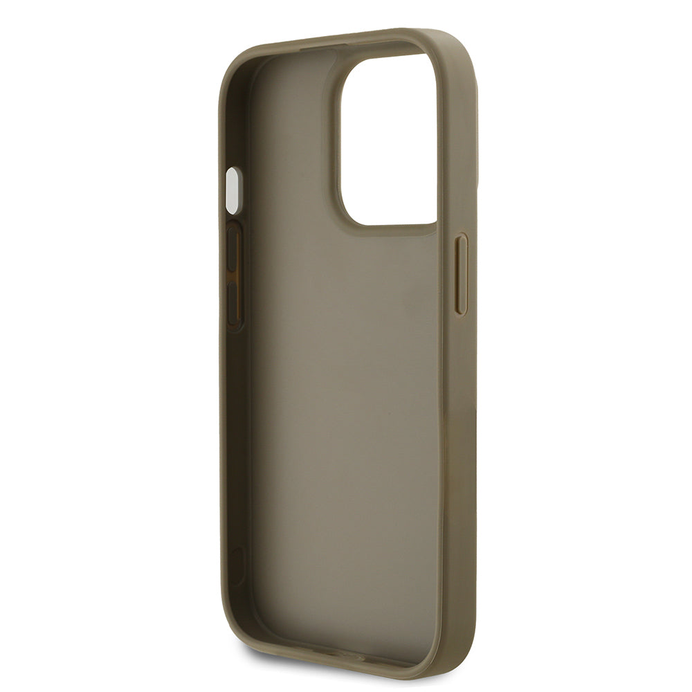 Apple iPhone 14 Pro Max Kılıf DKNY Orjinal Lisanslı Taşlı DKNY Yazılı Metalik Rhinestones PU Deri Kapak Kahverengi