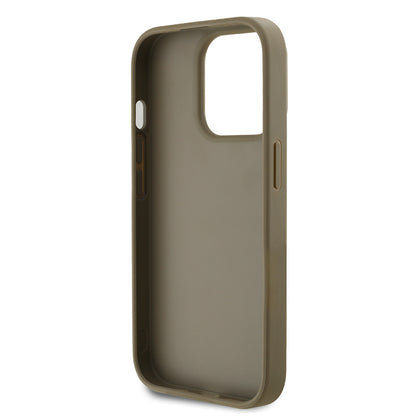 Apple iPhone 14 Pro Max Kılıf DKNY Orjinal Lisanslı Taşlı DKNY Yazılı Metalik Rhinestones PU Deri Kapak Kahverengi