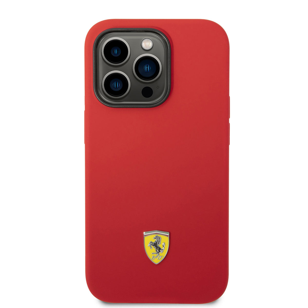 Apple iPhone 14 Pro Max Kılıf Ferrari M-safe Şarj Özellikli Silikon Metal Logo Dizayn Kapak Siyah