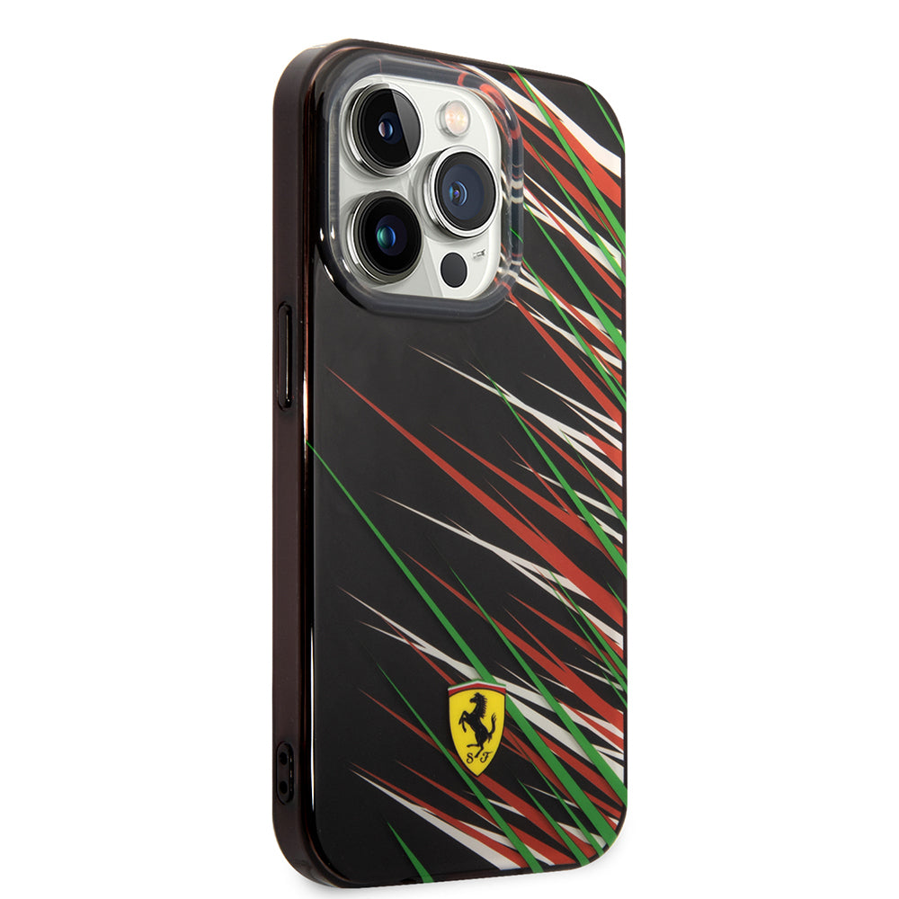 Apple iPhone 14 Pro Max Kılıf Ferrari Orjinal Lisanslı Baskı Logolu Çimen Desenli Kapak Sarı