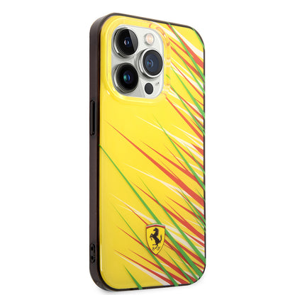 Apple iPhone 14 Pro Max Kılıf Ferrari Orjinal Lisanslı Baskı Logolu Çimen Desenli Kapak Siyah